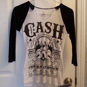 Black and White Baseball 3/4 Johnny Cash Tee